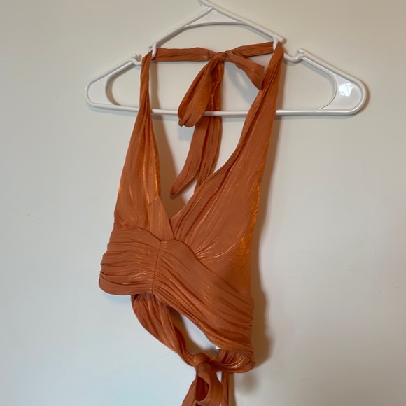Orange tie back halter top - Picture 3 of 4